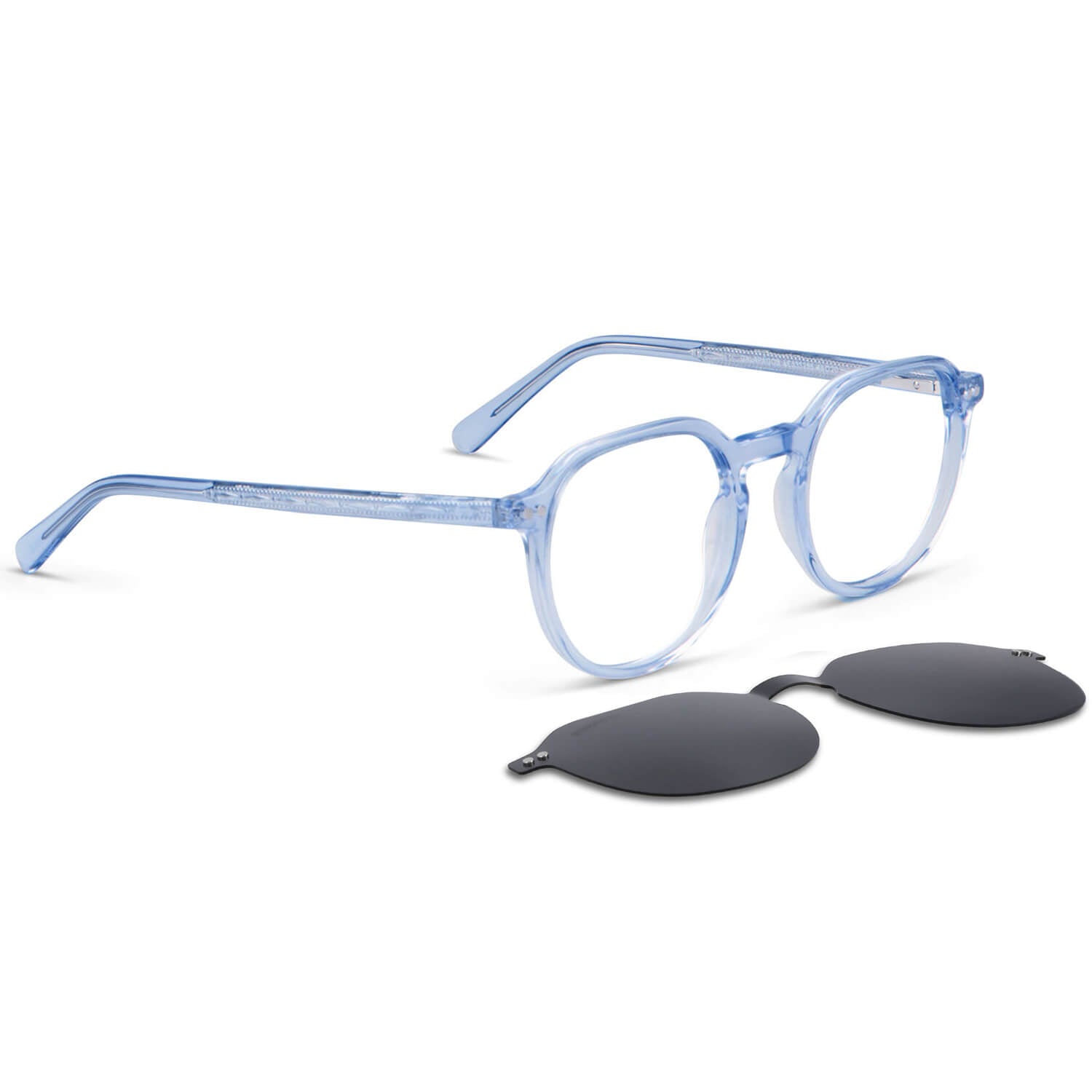 Canarias lentes ópticos clip on azul vista frontal para mujer #color_azul