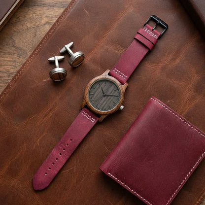 Correa de cuero para reloj flat lay accesorios masculinos cuero Bonoboss