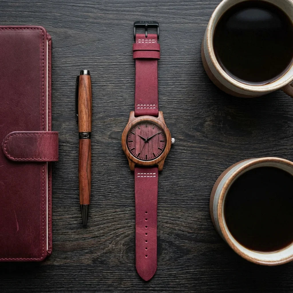 Correa de cuero para reloj flat lay ejecutivo masculino Bonoboss