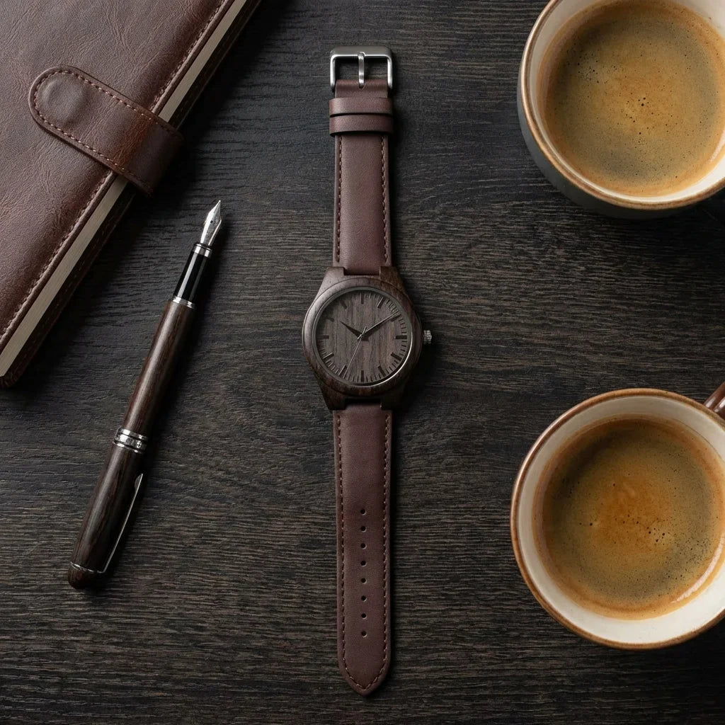 Correa de cuero para reloj flat lay ejecutivo masculino Bonoboss