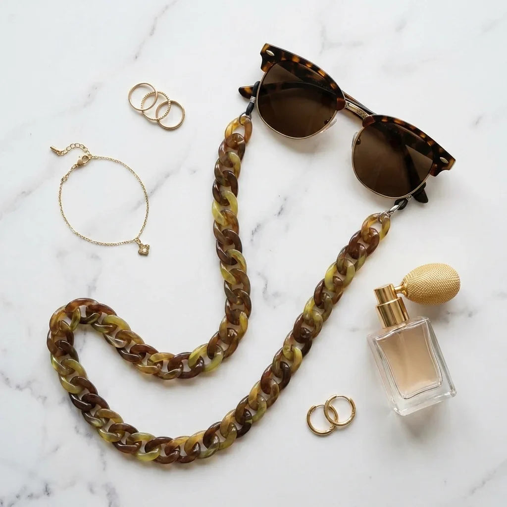 Strap Acetato Reciclado kit de limpieza lentes con diseño Bonoboss vista frontal carey #color_carey