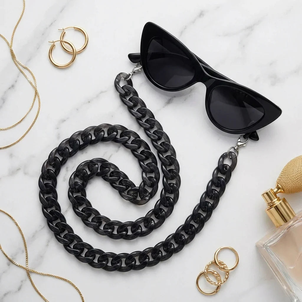 Strap Acetato Reciclado estuche para lentes acabado tono negro microfibra antirrayas para hombre y mujer #color_negro