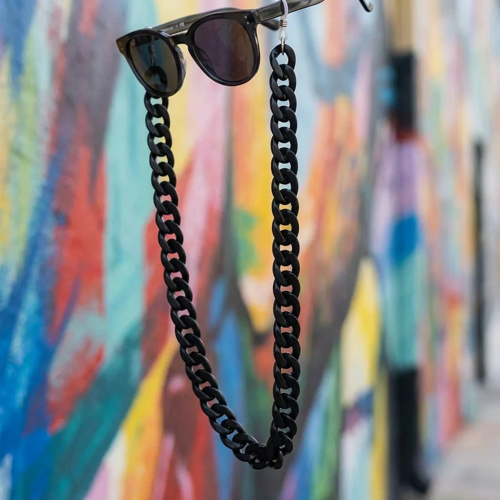 Modelo Strap Acetato Reciclado cordón para lentes negro azabache frontal unisex #color_negro