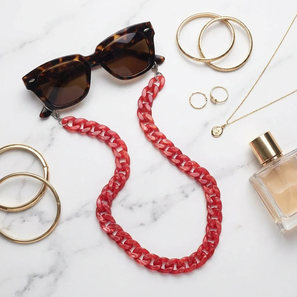 Diseño Strap Acetato Reciclado strap para lentes color rojo clásico frontal hombre y mujer #color_rojo