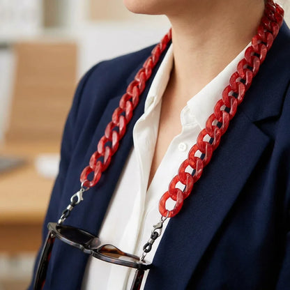 Detalle textura Strap Acetato Reciclado cordón para lentes rojo #color_rojo