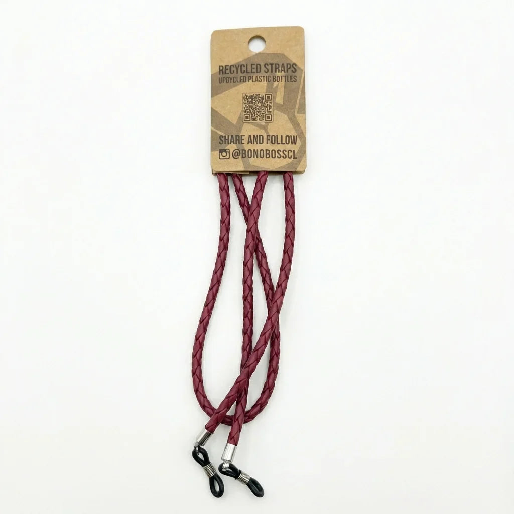 Correa para lentes trenzada ecocuero burdeo vista 1 Bonoboss #color_burdeo