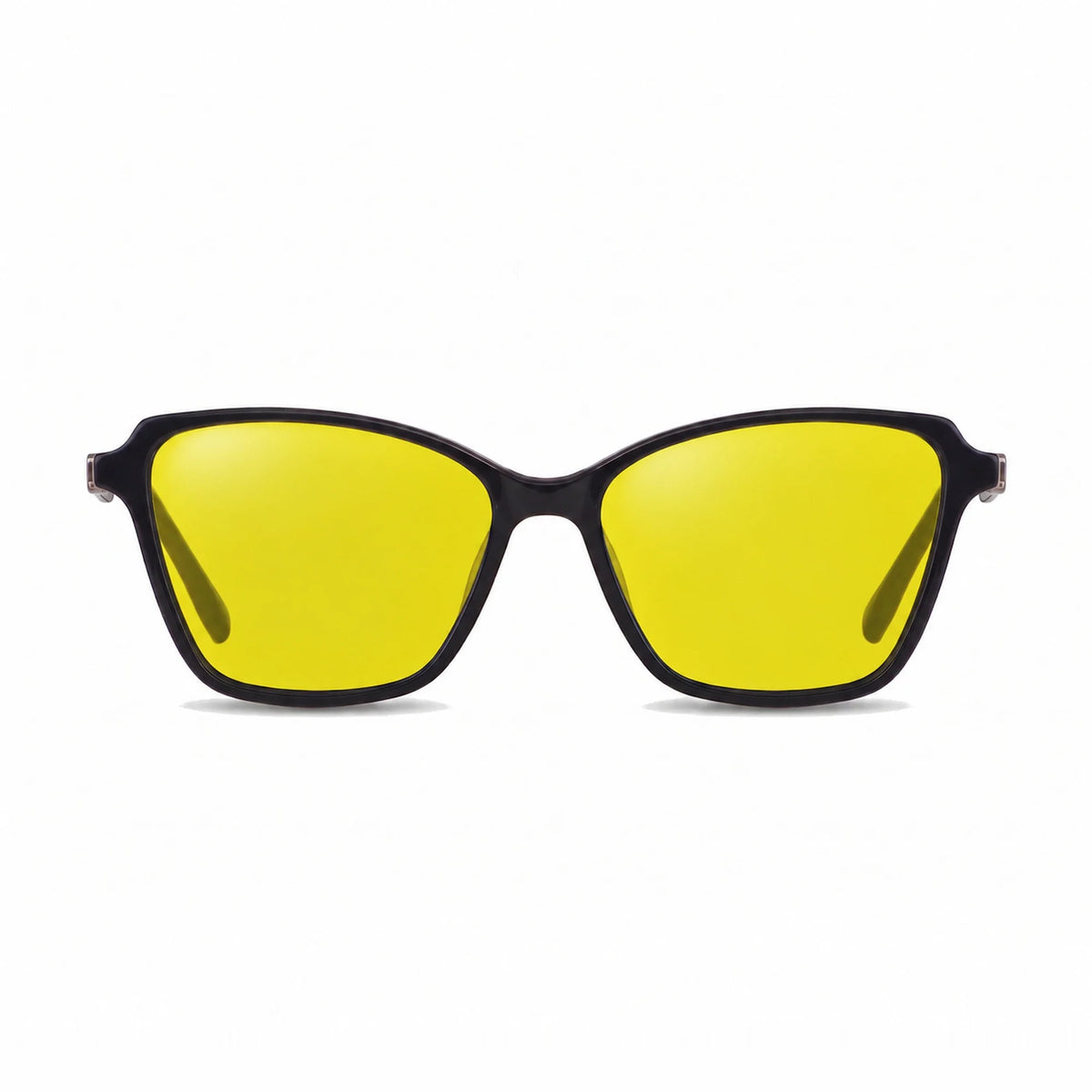 Lentes de sol Fiore 1006 Negro con cristal amarillo polarizado UV400, vista frontal para mujer #color_amarillo #foto_frontal