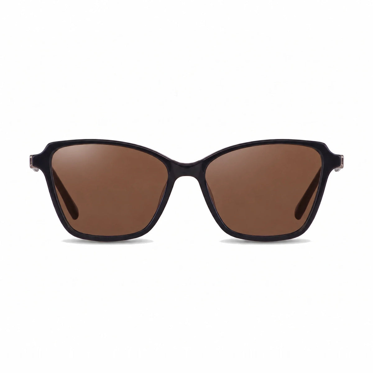 Lentes de sol Fiore 1006 Negro con cristal café polarizado UV400, vista frontal para mujer #color_cafe #foto_frontal