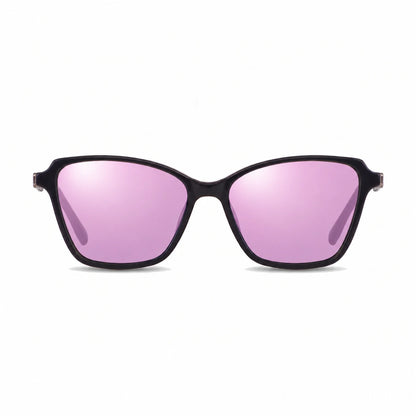 Lentes de sol Fiore 1006 Negro con cristal espejado rosado polarizado UV400, vista frontal para mujer #color_espejado-rosado #foto_frontal