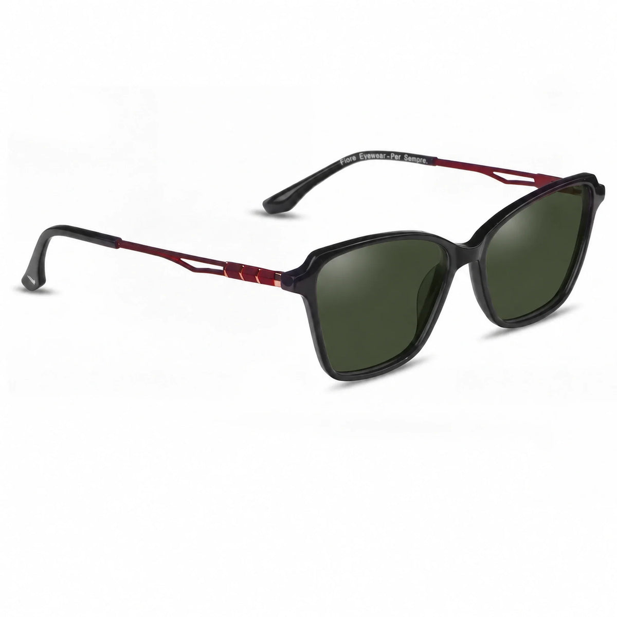 Lentes de sol Fiore 1006 Negro con cristal G15 polarizado UV400, vista en tres cuartos para mujer #color_g15