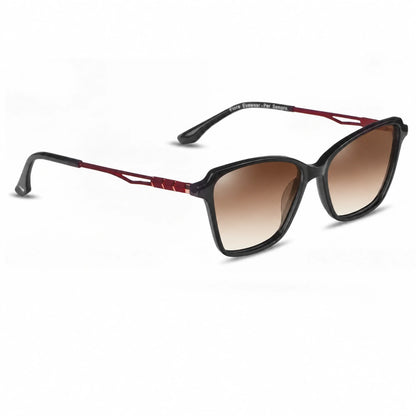 Lentes de sol Fiore 1006 Negro con cristal gradiente café polarizado UV400, vista en tres cuartos para mujer #color_gradiente-cafe