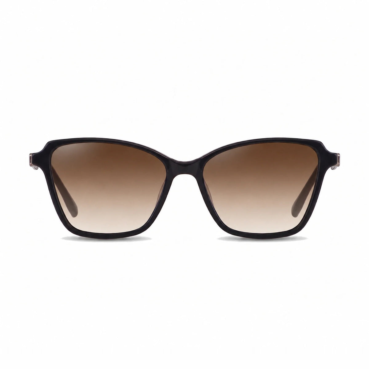 Lentes de sol Fiore 1006 Negro con cristal gradiente café polarizado UV400, vista frontal para mujer #color_gradiente-cafe #foto_frontal