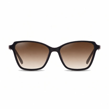 Lentes de sol Fiore 1006 Negro con cristal gradiente café polarizado UV400, vista frontal para mujer #color_gradiente-cafe #foto_frontal