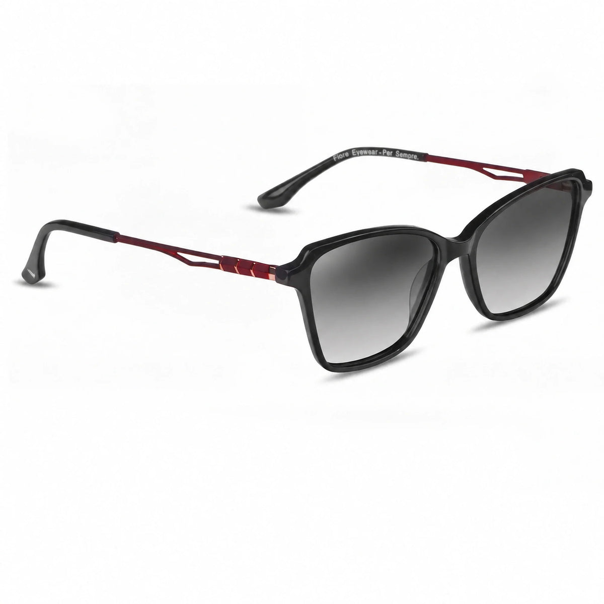 Lentes de sol Fiore 1006 Negro con cristal gradiente gris polarizado UV400, vista en tres cuartos para mujer #color_gradiente-gris
