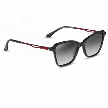 Lentes de sol Fiore 1006 Negro con cristal gradiente gris polarizado UV400, vista en tres cuartos para mujer #color_gradiente-gris