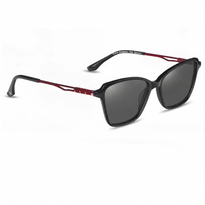Lentes de sol Fiore 1006 Negro con cristal negro polarizado UV400, vista en tres cuartos para mujer #color_negro