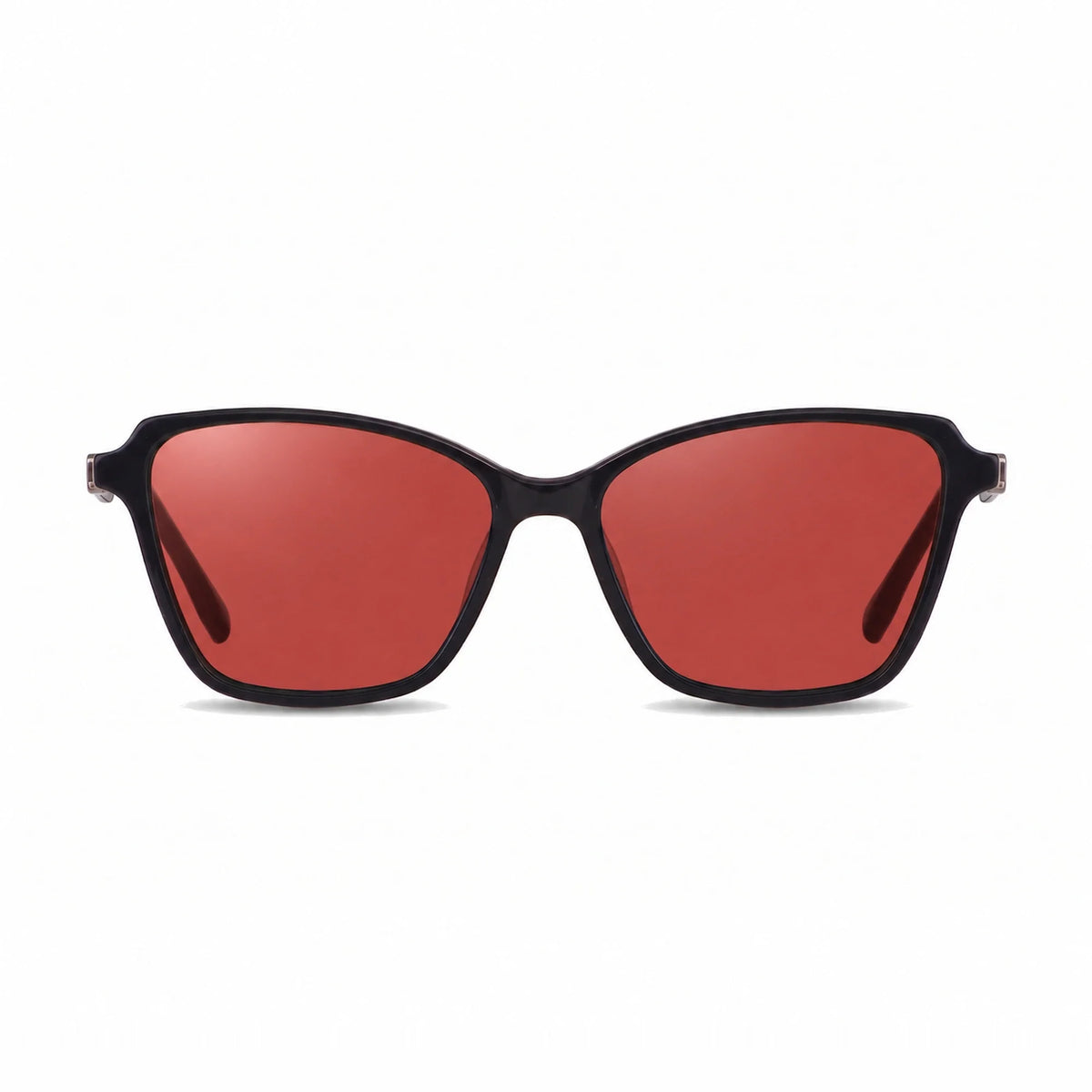 Lentes de sol Fiore 1006 Negro con cristal rojo polarizado UV400, vista frontal para mujer #color_rojo #foto_frontal