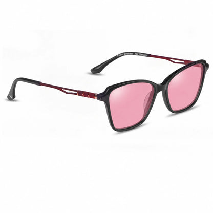 Lentes de sol Fiore 1006 Negro con cristal rosado polarizado UV400, vista en tres cuartos para mujer #color_rosado