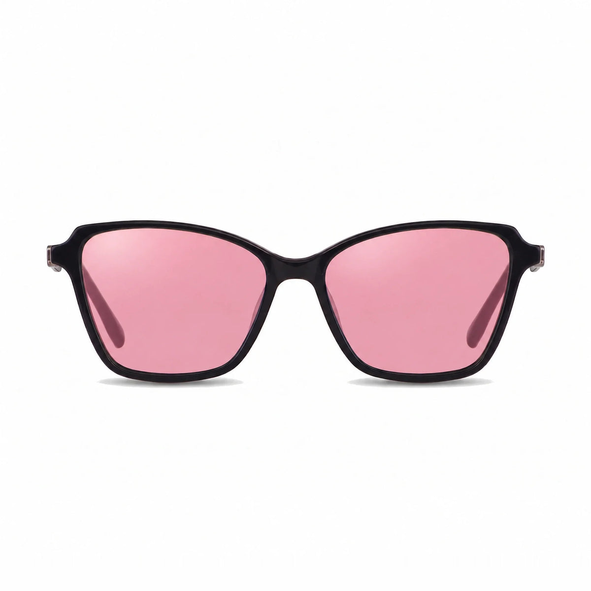 Lentes de sol Fiore 1006 Negro con cristal rosado polarizado UV400, vista frontal para mujer #color_rosado #foto_frontal