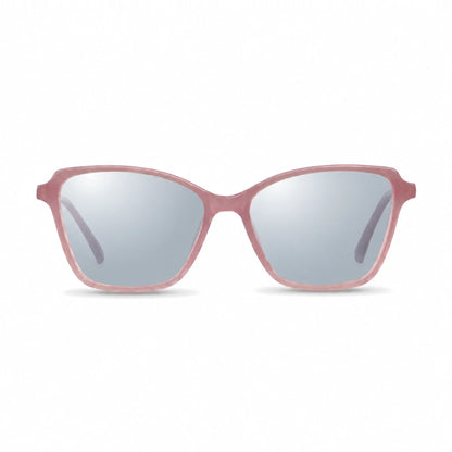 Lentes de sol Fiore 1006 Rosado con cristal espejado silver polarizado UV400, vista frontal para mujer #color_espejado-silver #foto_frontal