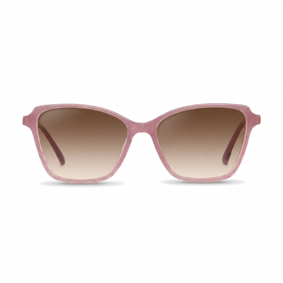 Lentes de sol Fiore 1006 Rosado con cristal gradiente café polarizado UV400, vista frontal para mujer #color_gradiente-cafe #foto_frontal