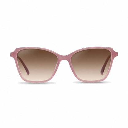 Lentes de sol Fiore 1006 Rosado con cristal gradiente café polarizado UV400, vista frontal para mujer #color_gradiente-cafe #foto_frontal