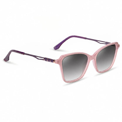 Lentes de sol Fiore 1006 Rosado con cristal gradiente gris polarizado UV400, vista en tres cuartos para mujer #color_gradiente-gris