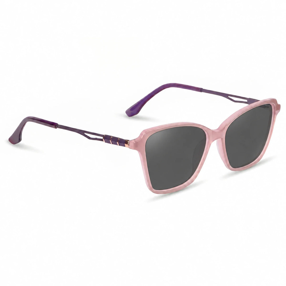 Lentes de sol Fiore 1006 Rosado con cristal negro polarizado UV400, vista en tres cuartos para mujer #color_negro
