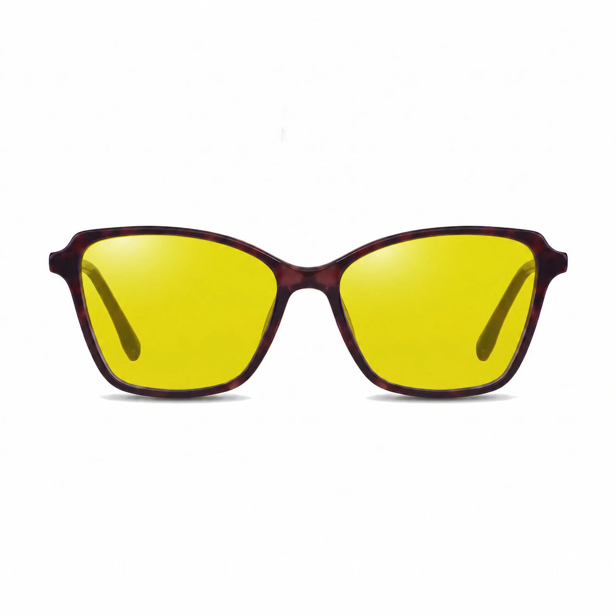 Lentes de sol Fiore 1006 Morado con cristal amarillo polarizado UV400, vista frontal para mujer #color_amarillo #foto_frontal