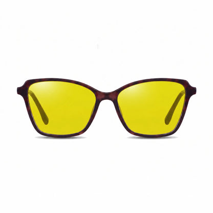 Lentes de sol Fiore 1006 Morado con cristal amarillo polarizado UV400, vista frontal para mujer #color_amarillo #foto_frontal