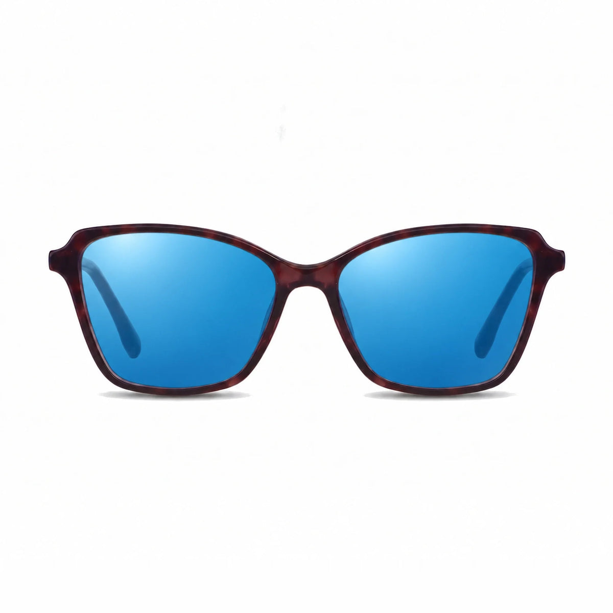 Lentes de sol Fiore 1006 Morado con cristal espejado azul polarizado UV400, vista frontal para mujer #color_espejado-azul #foto_frontal
