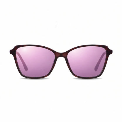 Lentes de sol Fiore 1006 Morado con cristal espejado rosado polarizado UV400, vista frontal para mujer #color_espejado-rosado #foto_frontal