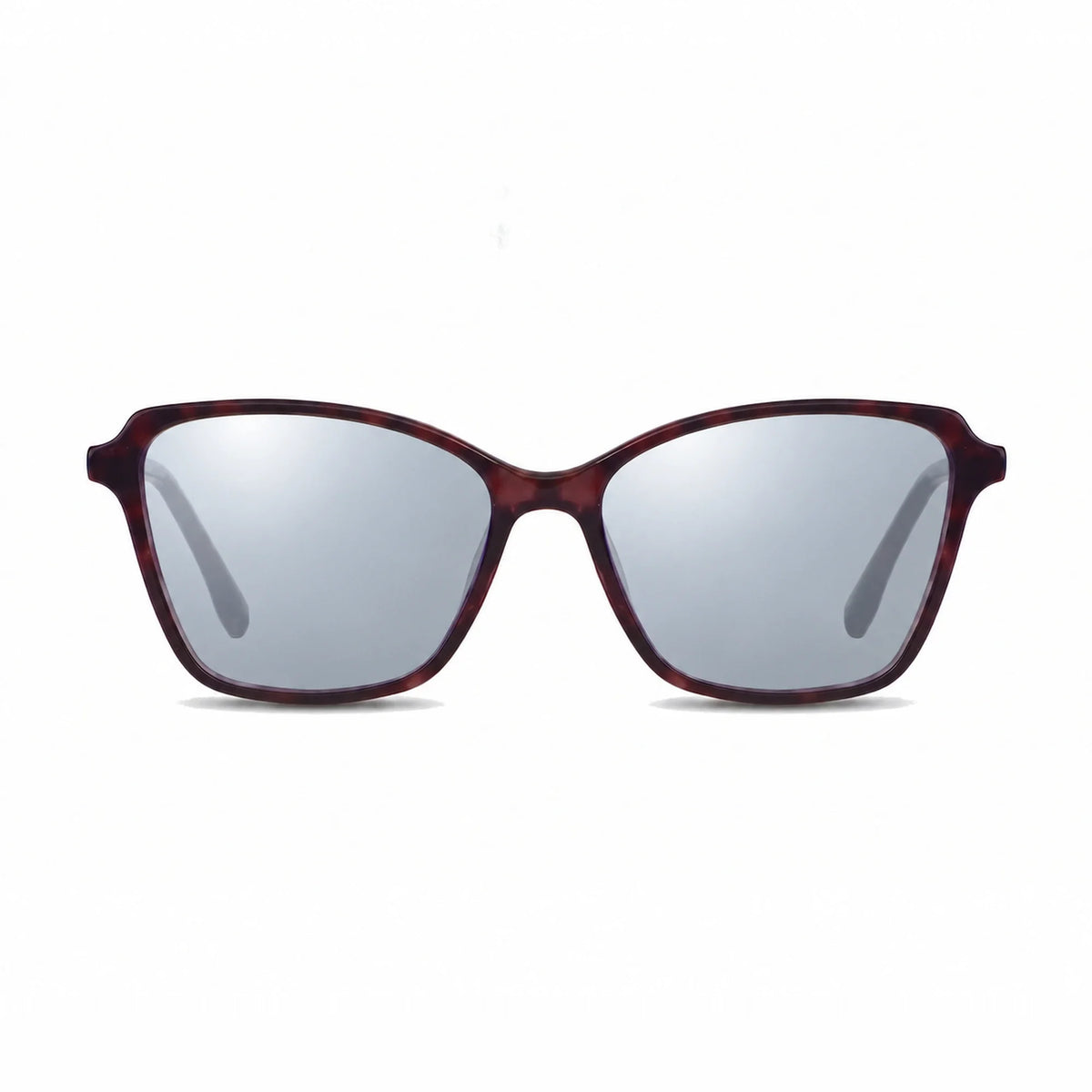 Lentes de sol Fiore 1006 Morado con cristal espejado silver polarizado UV400, vista frontal para mujer #color_espejado-silver #foto_frontal