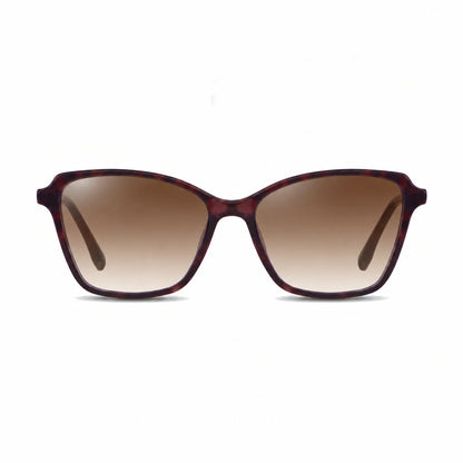 Lentes de sol Fiore 1006 Morado con cristal gradiente café polarizado UV400, vista frontal para mujer #color_gradiente-cafe #foto_frontal