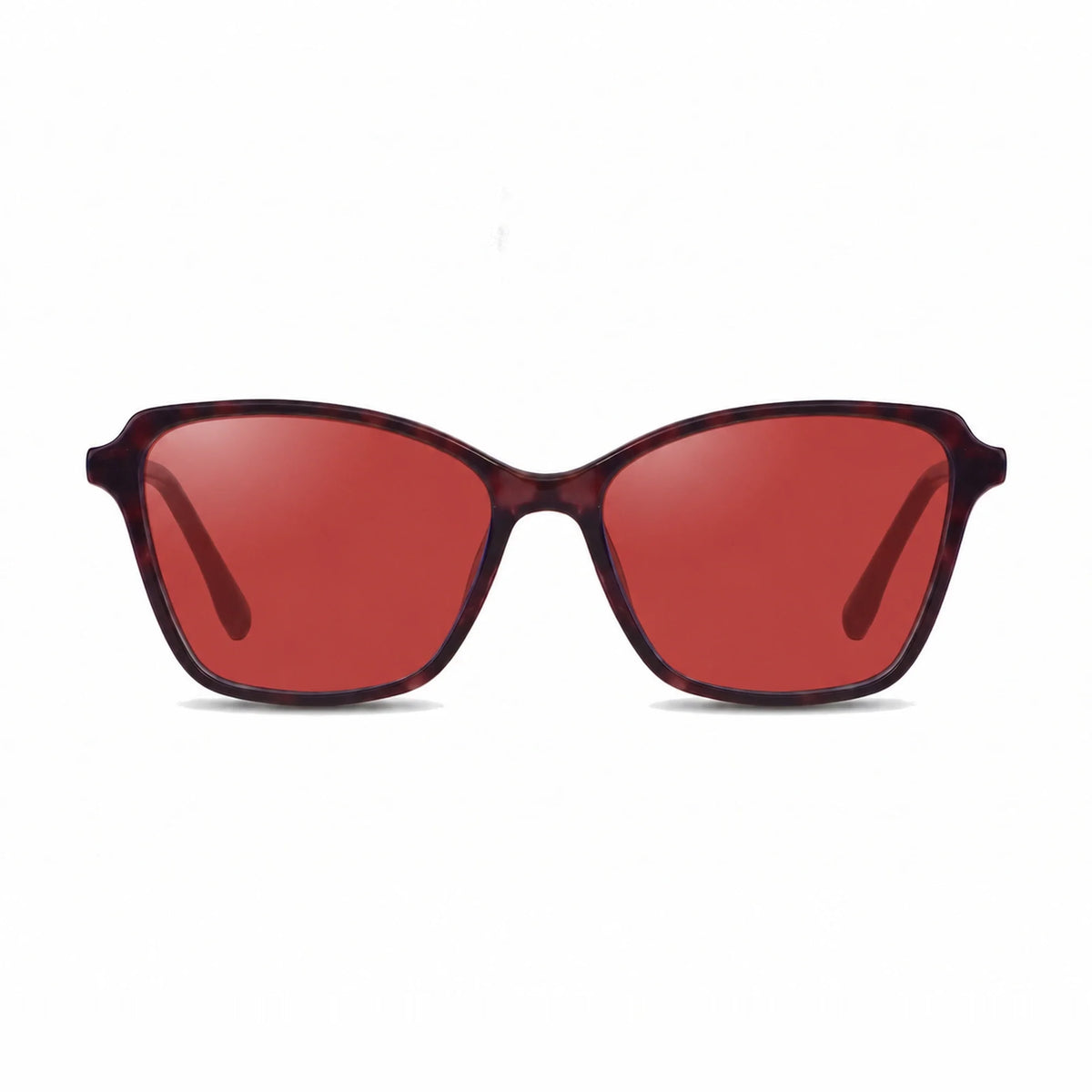 Lentes de sol Fiore 1006 Morado con cristal rojo polarizado UV400, vista frontal para mujer #color_rojo #foto_frontal