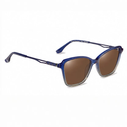 Lentes de sol Fiore 1006 Azul con cristal café polarizado UV400, vista en tres cuartos para mujer #color_cafe