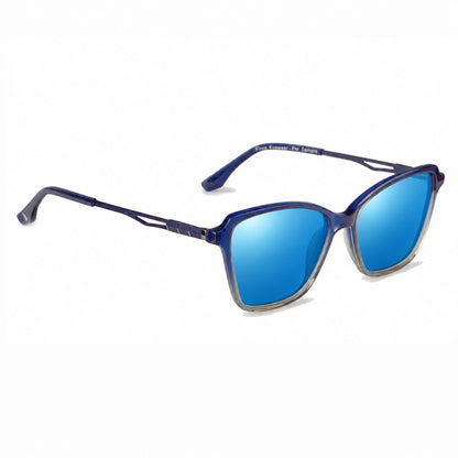 Lentes de sol Fiore 1006 Azul con cristal espejado azul polarizado UV400, vista en tres cuartos para mujer #color_espejado-azul