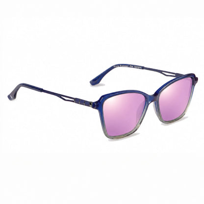 Lentes de sol Fiore 1006 Azul con cristal espejado rosado polarizado UV400, vista en tres cuartos para mujer #color_espejado-rosado