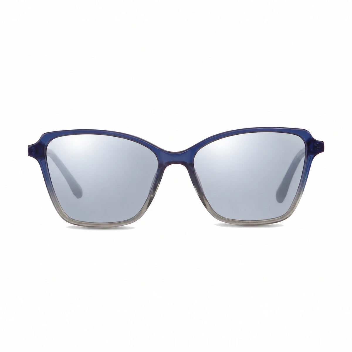 Lentes de sol Fiore 1006 Azul con cristal espejado silver polarizado UV400, vista frontal para mujer #color_espejado-silver #foto_frontal