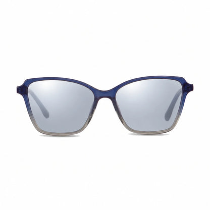 Lentes de sol Fiore 1006 Azul con cristal espejado silver polarizado UV400, vista frontal para mujer #color_espejado-silver #foto_frontal