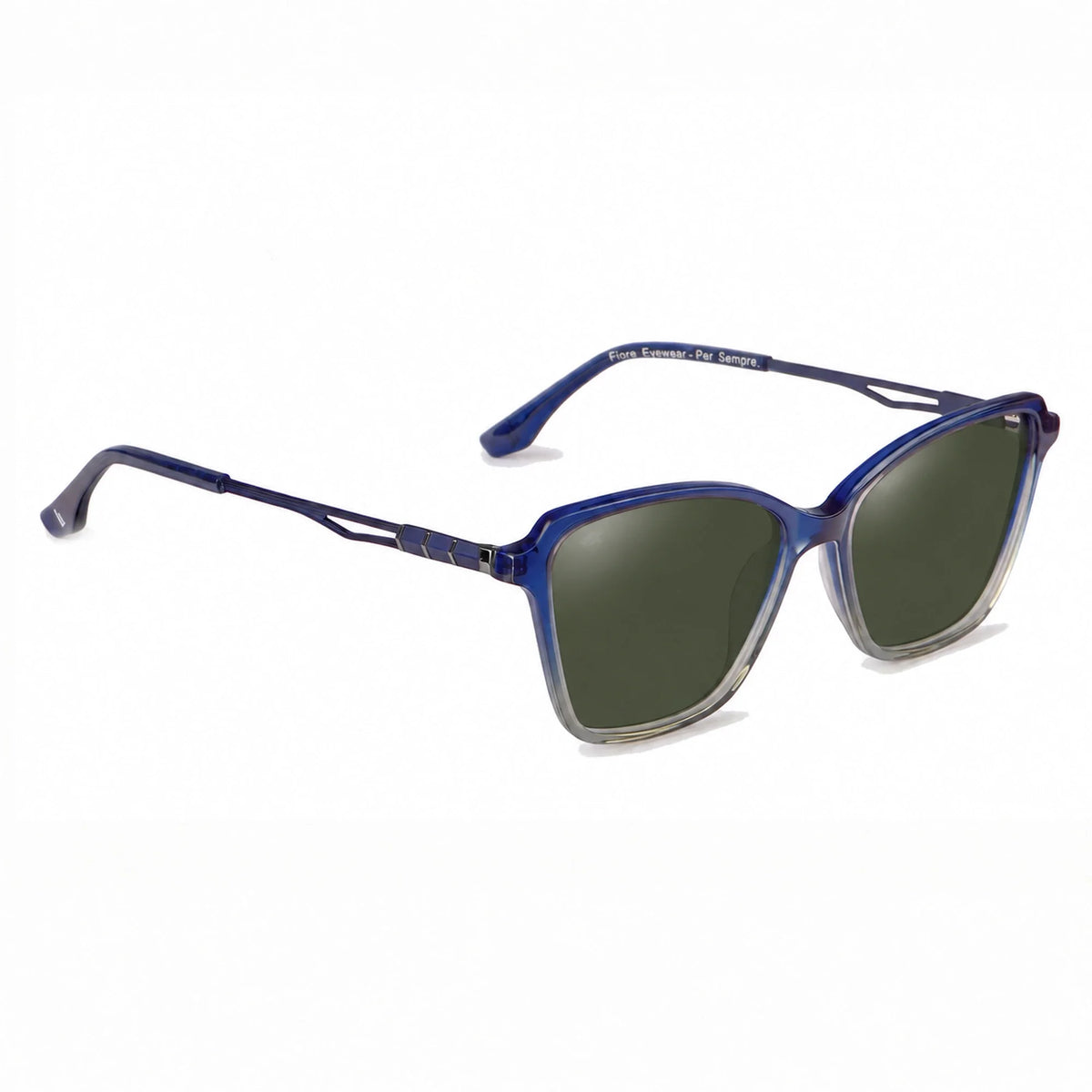 Lentes de sol Fiore 1006 Azul con cristal G15 polarizado UV400, vista en tres cuartos para mujer #color_g15