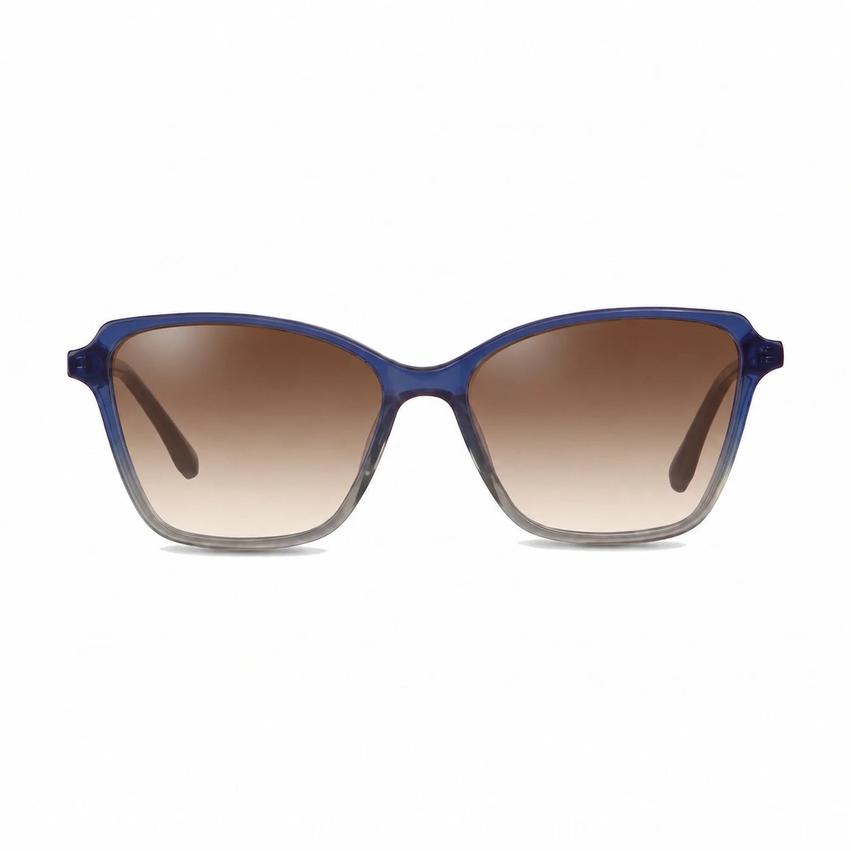Lentes de sol Fiore 1006 Azul con cristal gradiente café polarizado UV400, vista frontal para mujer #color_gradiente-cafe #foto_frontal