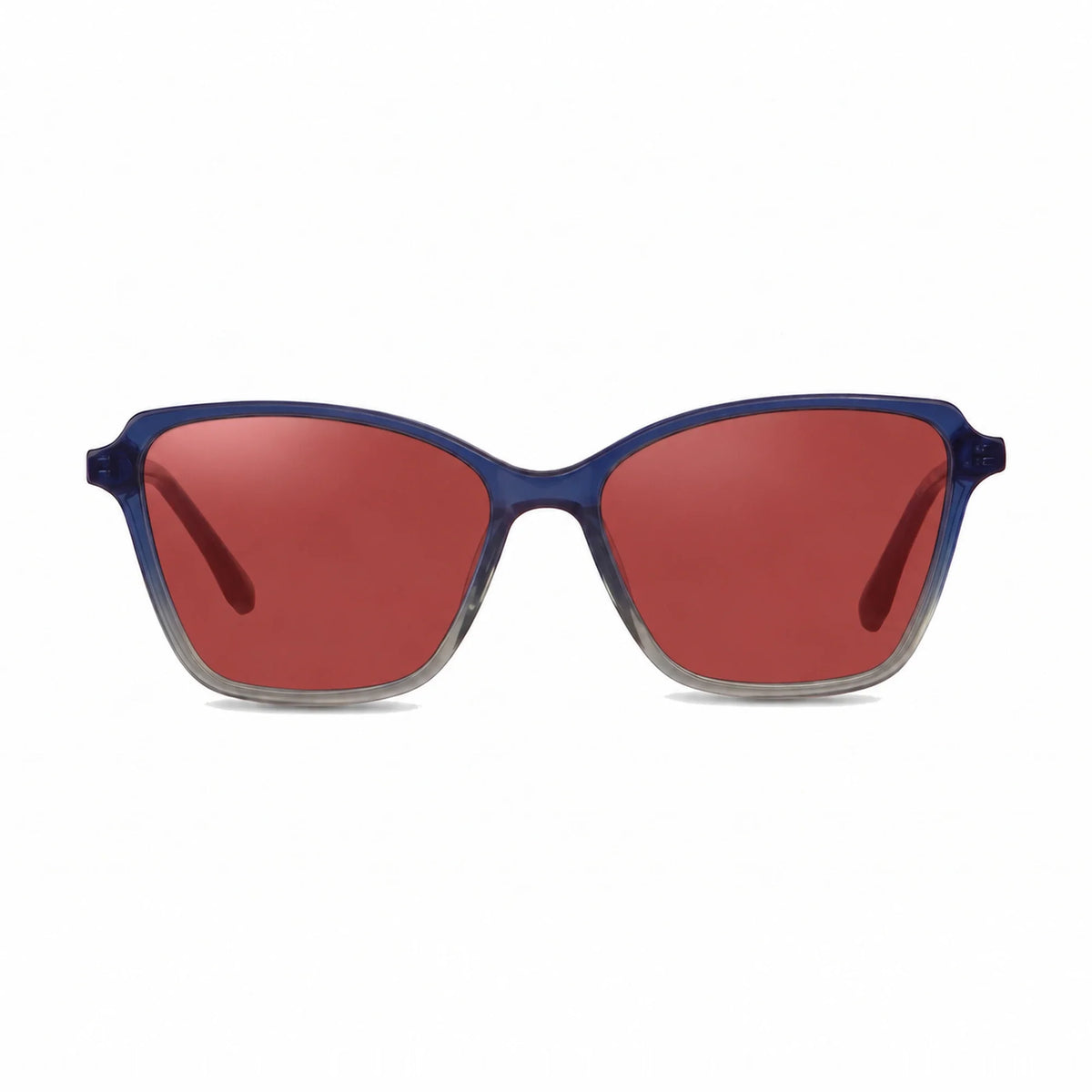 Lentes de sol Fiore 1006 Azul con cristal rojo polarizado UV400, vista frontal para mujer #color_rojo #foto_frontal