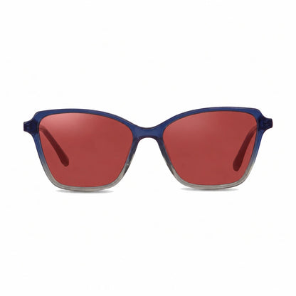 Lentes de sol Fiore 1006 Azul con cristal rojo polarizado UV400, vista frontal para mujer #color_rojo #foto_frontal