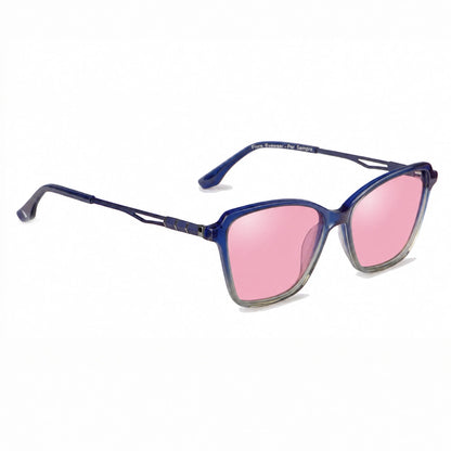 Lentes de sol Fiore 1006 Azul con cristal rosado polarizado UV400, vista en tres cuartos para mujer #color_rosado