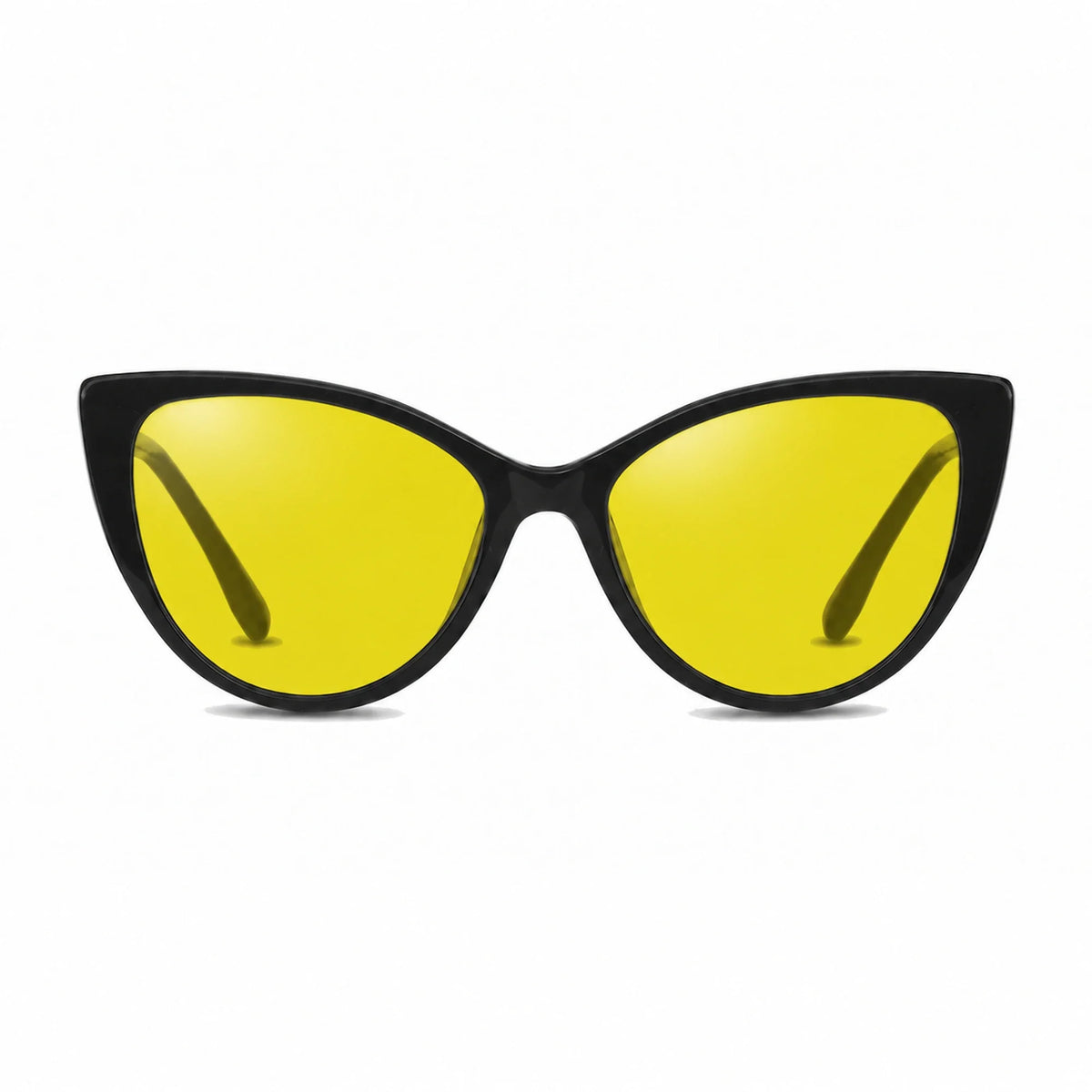 Lentes de sol Fiore 1010 Negro con cristal amarillo polarizado UV400, vista frontal para mujer #color_amarillo #foto_frontal