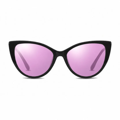 Lentes de sol Fiore 1010 Negro con cristal espejado rosado polarizado UV400, vista frontal para mujer #color_espejado-rosado #foto_frontal