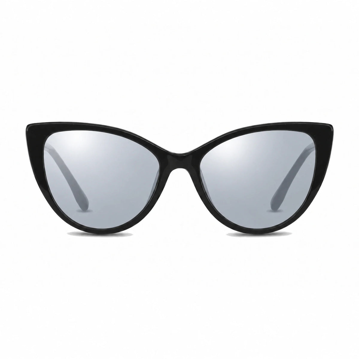 Lentes de sol Fiore 1010 Negro con cristal espejado silver polarizado UV400, vista frontal para mujer #color_espejado-silver #foto_frontal