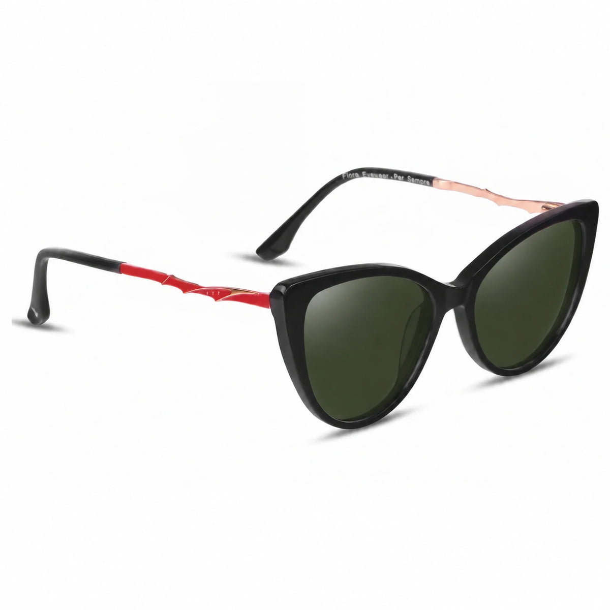 Lentes de sol Fiore 1010 Negro con cristal G15 polarizado UV400, vista en tres cuartos para mujer #color_g15