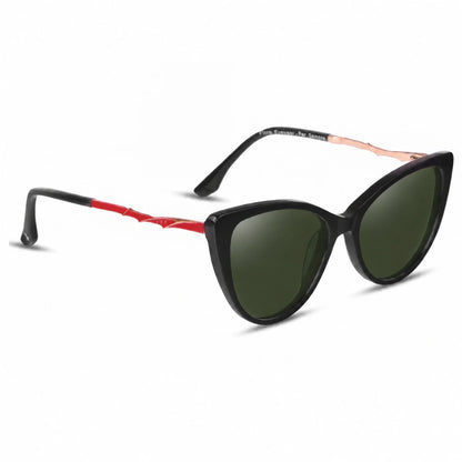 Lentes de sol Fiore 1010 Negro con cristal G15 polarizado UV400, vista en tres cuartos para mujer #color_g15